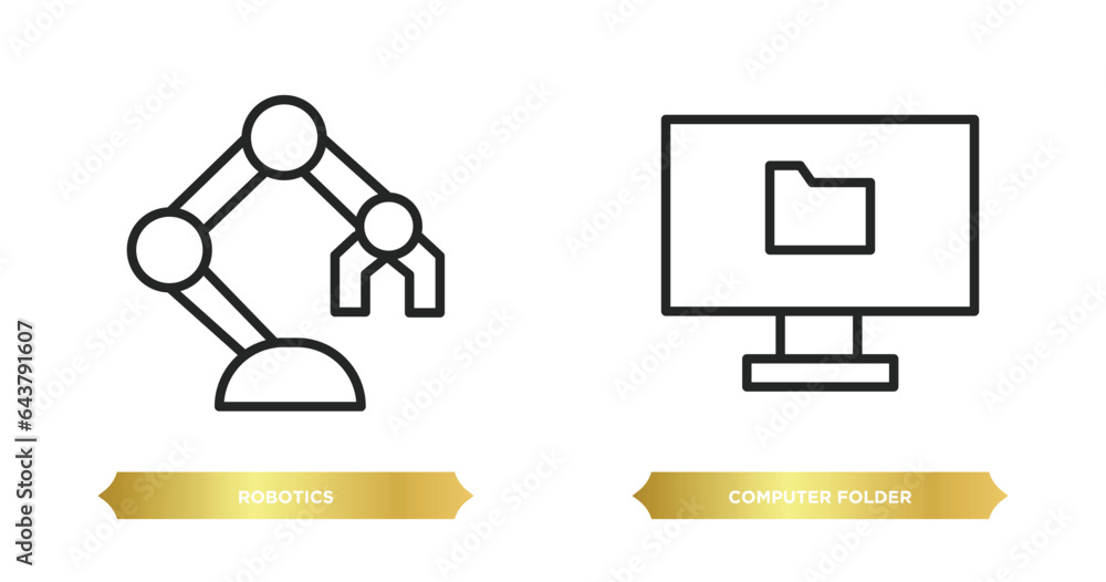 Poster two editable outline icons from computer concept. thin line icons such as robotics, computer folder 