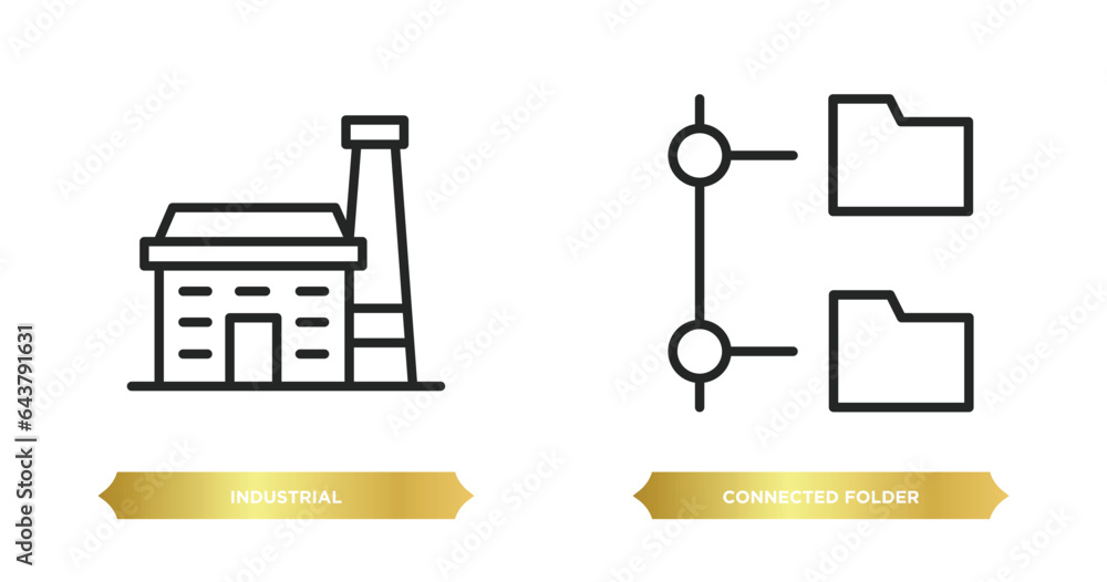 Poster two editable outline icons from computer concept. thin line icons such as industrial, connected fold