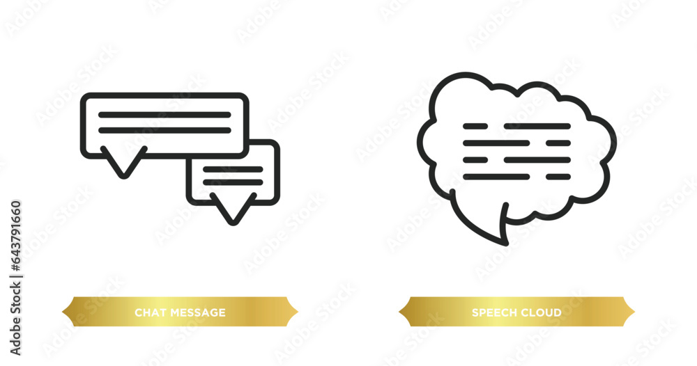 Poster two editable outline icons from communications concept. thin line icons such as chat message, speech