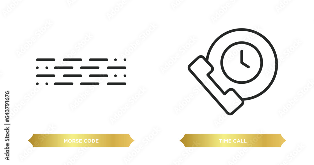 Poster two editable outline icons from communication concept. thin line icons such as morse code, time call