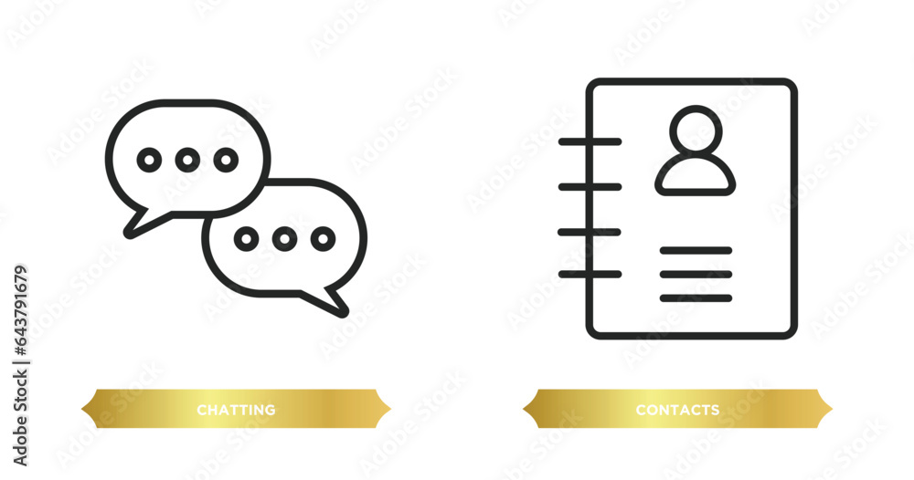 Poster two editable outline icons from communication concept. thin line icons such as chatting, contacts ve