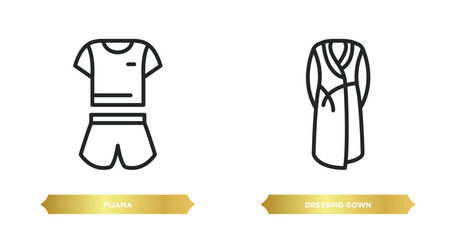 two editable outline icons from clothes concept. thin line icons such as pijama, dressing gown vector.