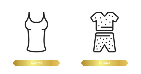 two editable outline icons from clothes concept. thin line icons such as tanktop, pyjamas vector.