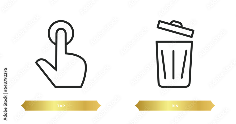 Poster two editable outline icons from cleaning concept. thin line icons such as tap, bin vector.