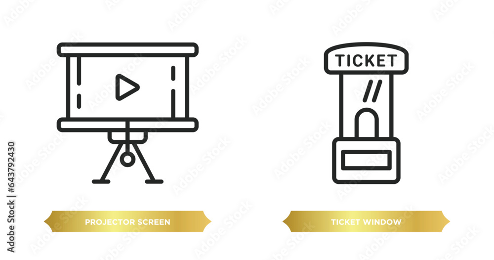 Aufkleber two editable outline icons from cinema concept. thin line icons such as projector screen, ticket win