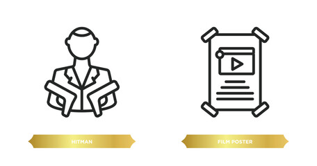 two editable outline icons from cinema concept. thin line icons such as hitman, film poster vector.