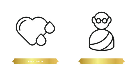 two editable outline icons from charity concept. thin line icons such as heart drop, vector.