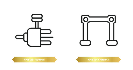 two editable outline icons from car parts concept. thin line icons such as car distributor, car torsion bar vector.