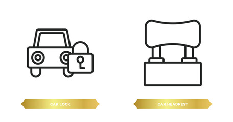 two editable outline icons from car parts concept. thin line icons such as car lock, car headrest vector.