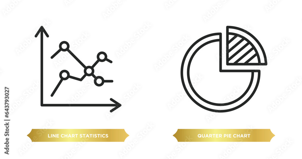 Poster two editable outline icons from business concept. thin line icons such as line chart statistics, qua