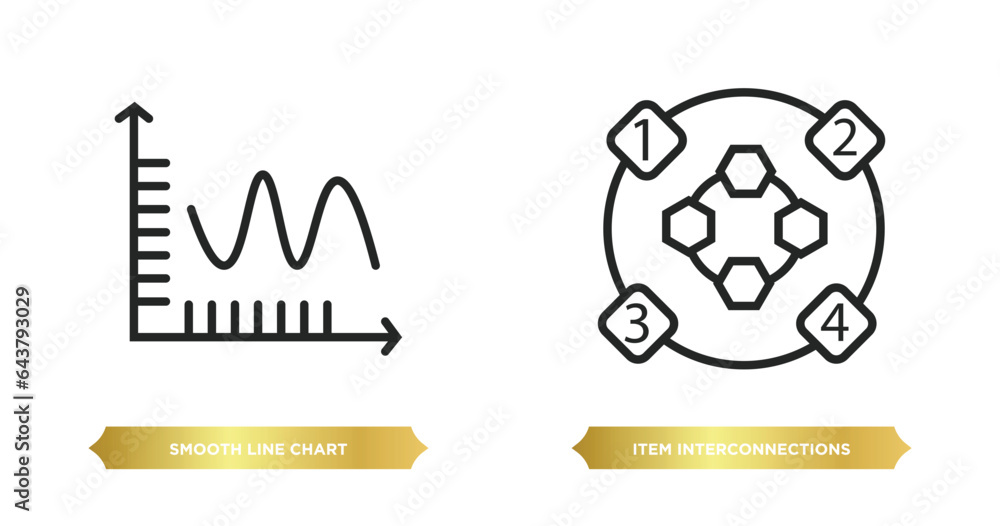 Poster two editable outline icons from business concept. thin line icons such as smooth line chart, item in