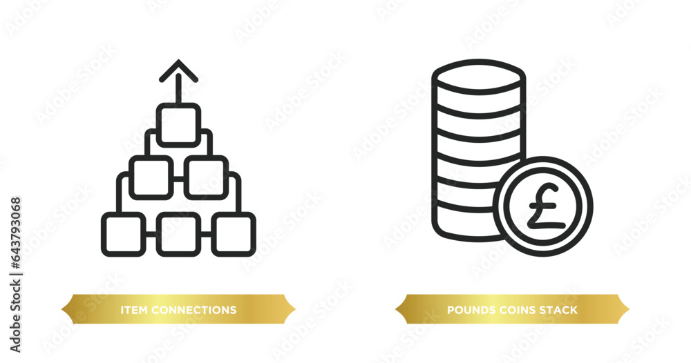 Aufkleber two editable outline icons from business concept. thin line icons such as item connections, pounds c