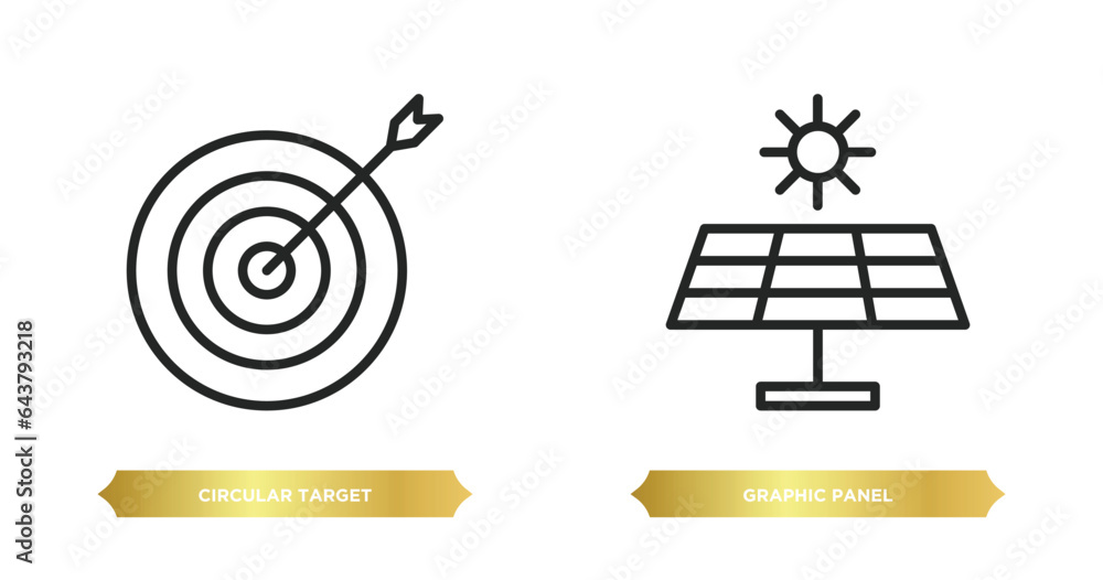 Aufkleber two editable outline icons from business concept. thin line icons such as circular target, graphic p