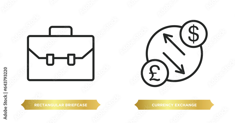 Poster two editable outline icons from business concept. thin line icons such as rectangular briefcase, cur