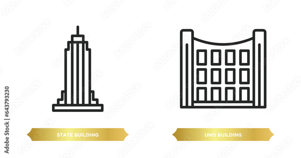 Aufkleber two editable outline icons from buildings concept. thin line icons such as state building, uno build