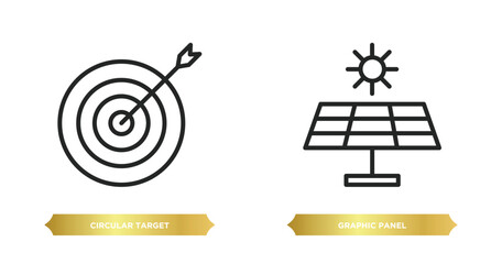 two editable outline icons from business concept. thin line icons such as circular target, graphic panel vector.