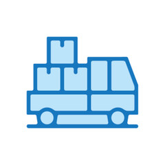 Pictogramme icones et logo camion livraison livreur bleu gras