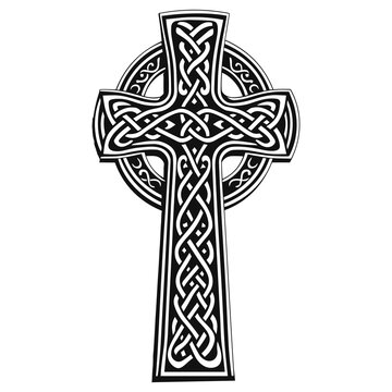 Celtic Cross with patterns, isolated on transparent background, Ai Generated.