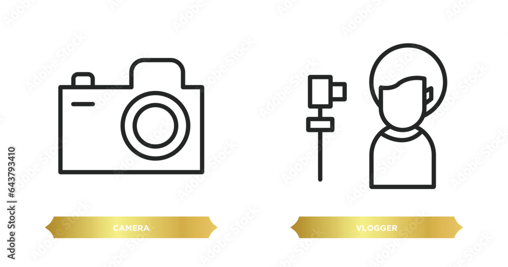 Aufkleber two editable outline icons from blogger and influencer concept. thin line icons such as camera, vlog