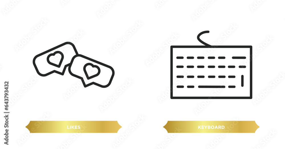 Poster two editable outline icons from blogger and influencer concept. thin line icons such as likes, keybo