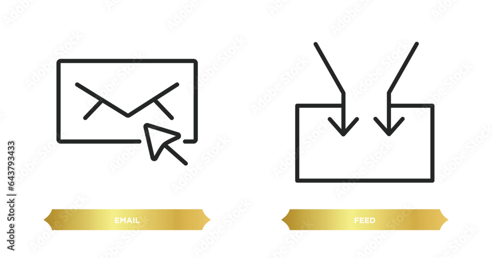 Aufkleber two editable outline icons from blogger and influencer concept. thin line icons such as email, feed 