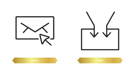 two editable outline icons from blogger and influencer concept. thin line icons such as email, feed vector.