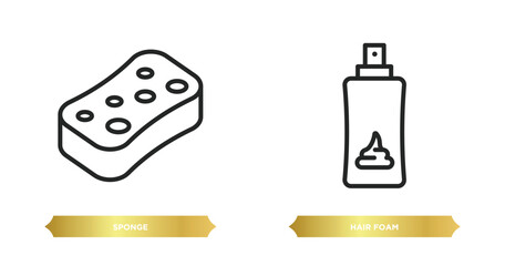 two editable outline icons from beauty concept. thin line icons such as sponge, hair foam vector.