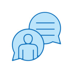 Pictogramme icones et logo echange message texte bleu