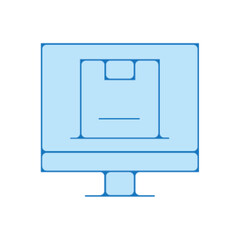 Pictogramme icones et logo ecran colis commande bleu fin