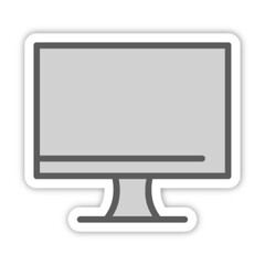 Pictogramme icones et logo ecran ordinateur bureau bleu epais relief gris