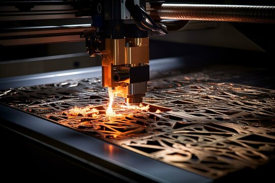 Stunning contemporary laser machinery for metalwork. Generative AI