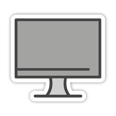 Pictogramme icones et logo ecran ordinateur bureau couleur gris gras relief