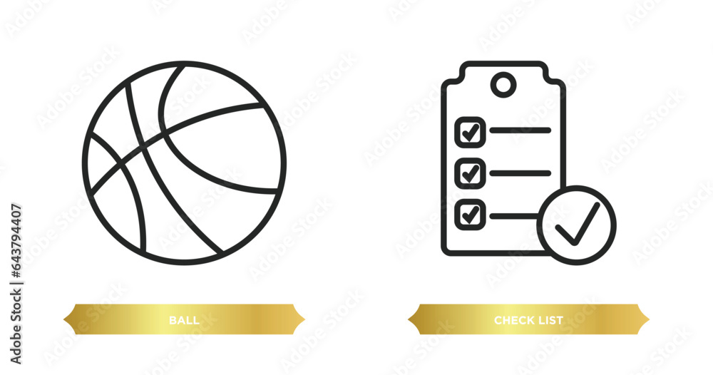 Poster two editable outline icons from artificial intellegence concept. thin line icons such as ball, check