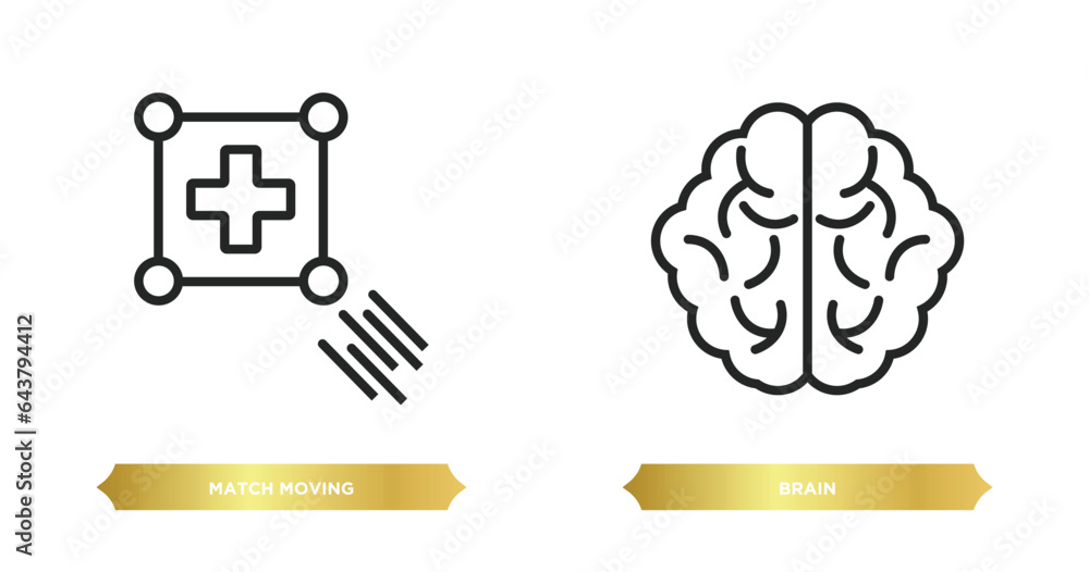 Poster two editable outline icons from artificial intellegence concept. thin line icons such as match movin