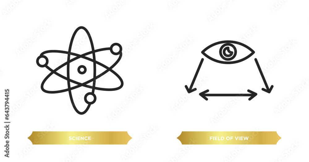 Poster two editable outline icons from artificial intellegence concept. thin line icons such as science, fi