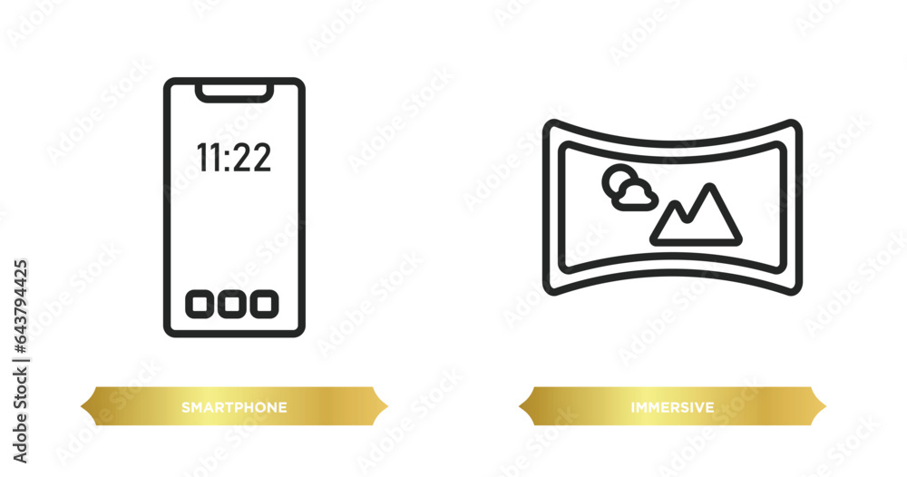Poster two editable outline icons from artificial intellegence concept. thin line icons such as smartphone,