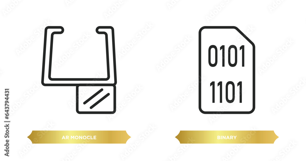 Poster two editable outline icons from artificial intellegence concept. thin line icons such as ar monocle,