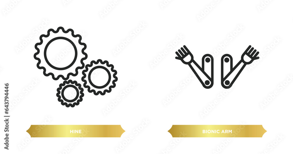 Poster two editable outline icons from artificial intellegence concept. thin line icons such as hine, bioni