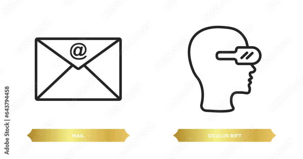 Aufkleber two editable outline icons from artificial intellegence concept. thin line icons such as mail, oculu