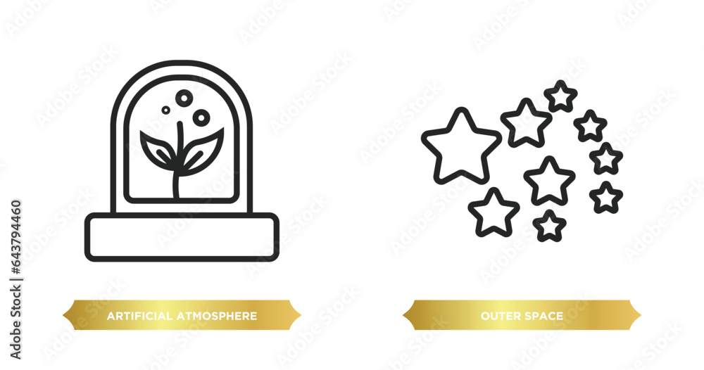 Poster two editable outline icons from artificial intellegence concept. thin line icons such as artificial 
