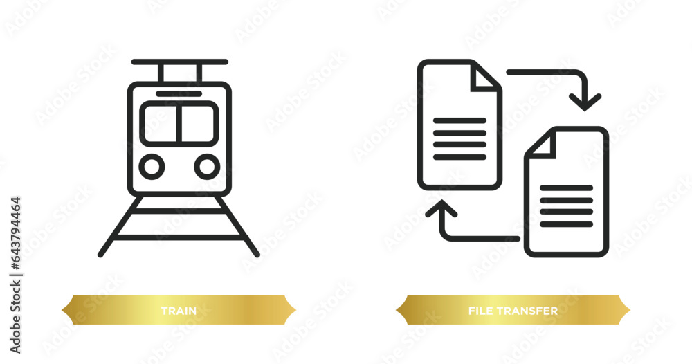 Aufkleber two editable outline icons from artificial intellegence concept. thin line icons such as train, file