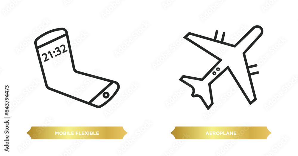 Poster two editable outline icons from artificial intellegence concept. thin line icons such as mobile flex