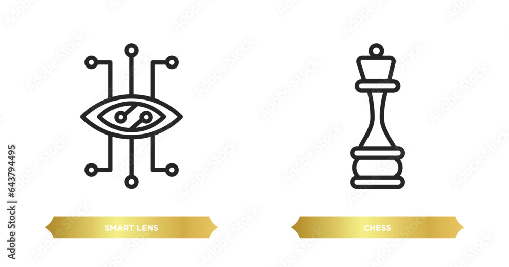 Poster two editable outline icons from artificial intellegence concept. thin line icons such as smart lens,