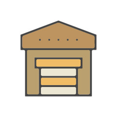 Pictogramme icones et logo entrepot logistique couleur marron