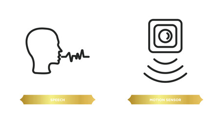 two editable outline icons from artificial intellegence concept. thin line icons such as speech, motion sensor vector.