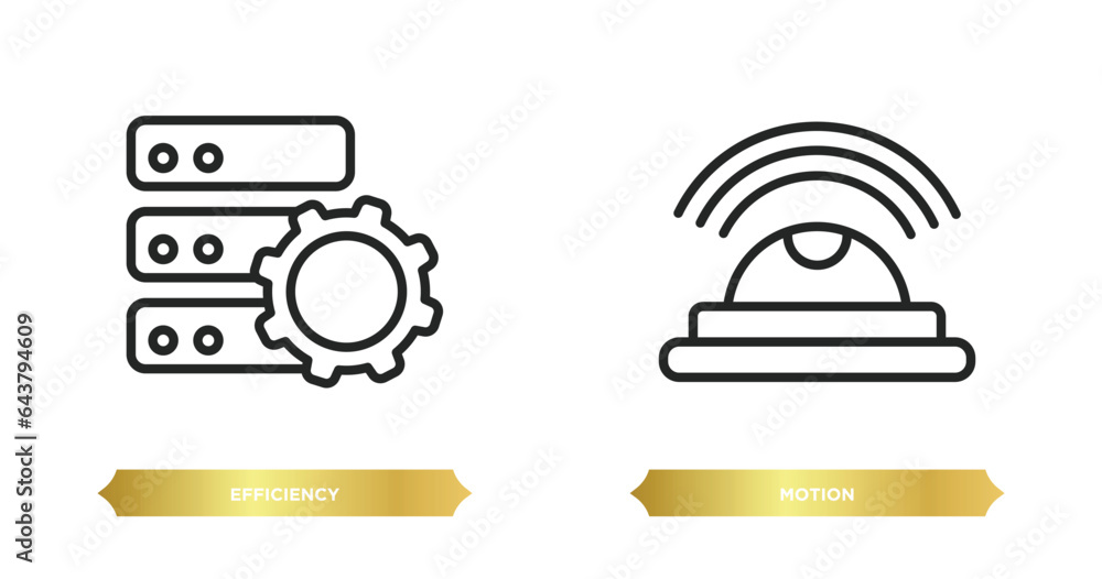Poster two editable outline icons from artificial intelligence concept. thin line icons such as efficiency,