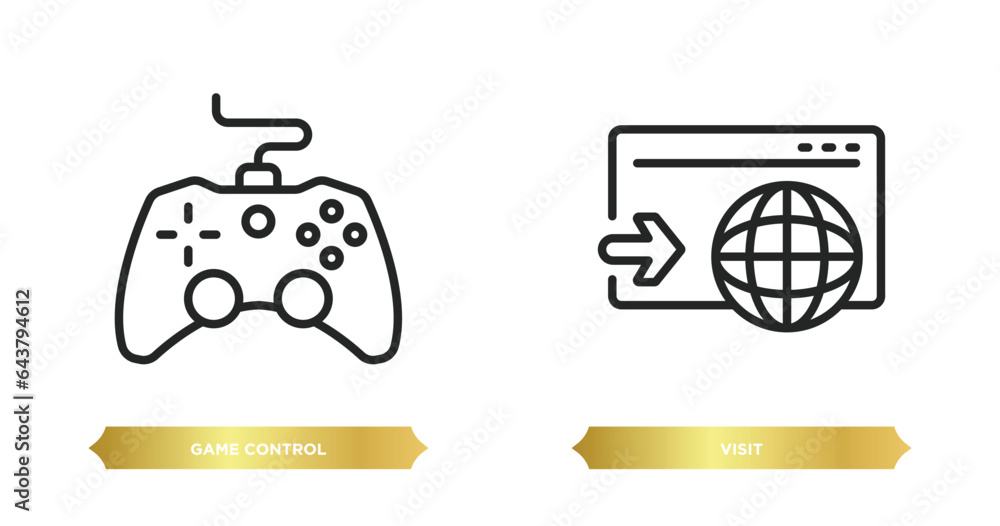 Poster two editable outline icons from artificial intelligence concept. thin line icons such as game contro