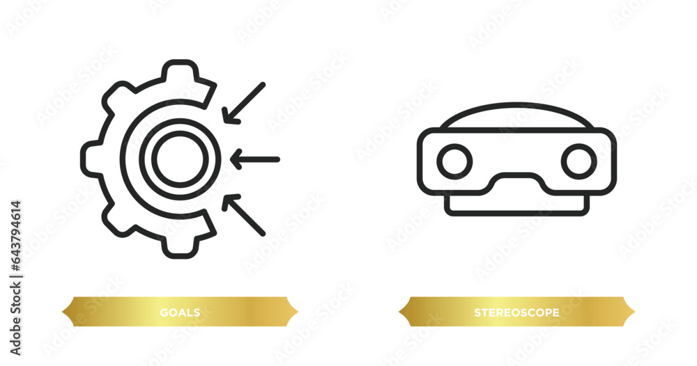 Aufkleber two editable outline icons from artificial intelligence concept. thin line icons such as goals, ster