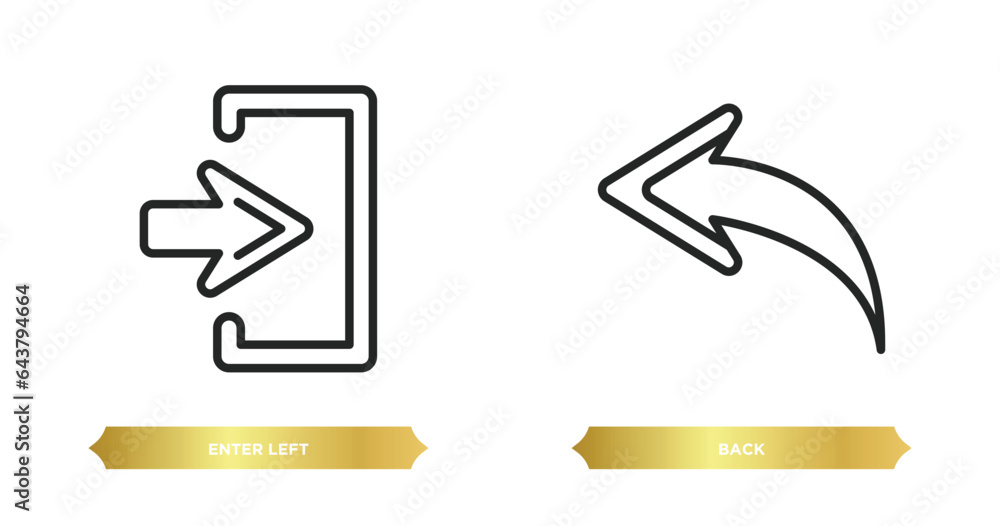 Poster two editable outline icons from arrows concept. thin line icons such as enter left, back vector.