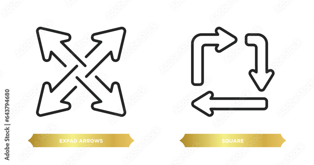 Poster two editable outline icons from arrows concept. thin line icons such as expad arrows, square vector.